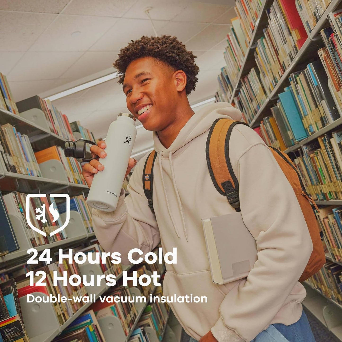 Hydro Flask Water Bottle - Insulated Stainless Steel - Non Spill, Leakproof in 24 Oz Reef Pink