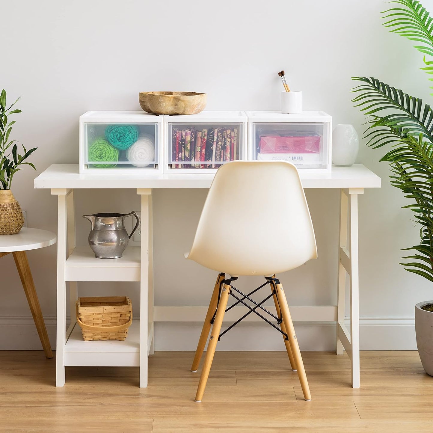 IRIS USA 14.5 Qt. Plastic Drawer Storage Organizer Stacking Drawers, 3-Pack, Stackable Unit with Sliding Drawer for Clothes Bedroom Kitchen Under Sink Pantry Craft Room Bathroom Dorm Office, White