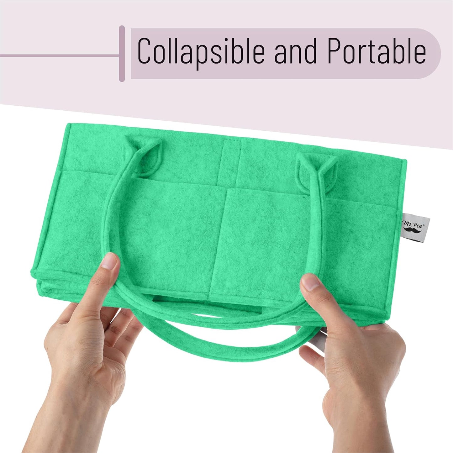 Mr. Pen- Baby Diaper Caddy Organizer, 1 Pack, Green, Baby Caddy Organizer with Handle, Compact Size, Collapsible & Portable
