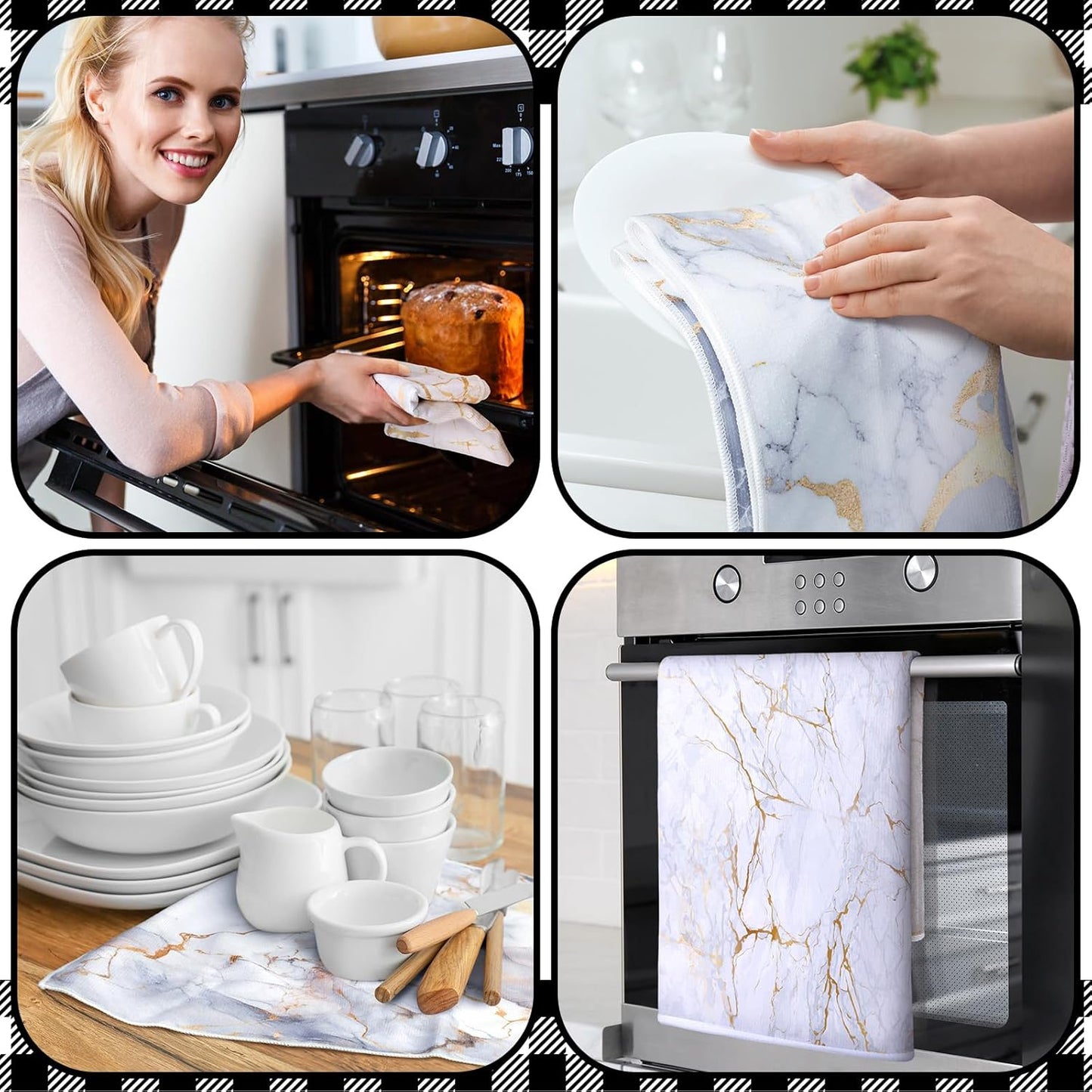 Boyiee Set of 6 Marble Kitchen Towels Gold Dish Towels Absorbent Stylish Marble Tea Towels 24 x 16 Inches Modern Hand Towels Housewarming Gifts for Farmhouse Kitchen Bathroom Decorations