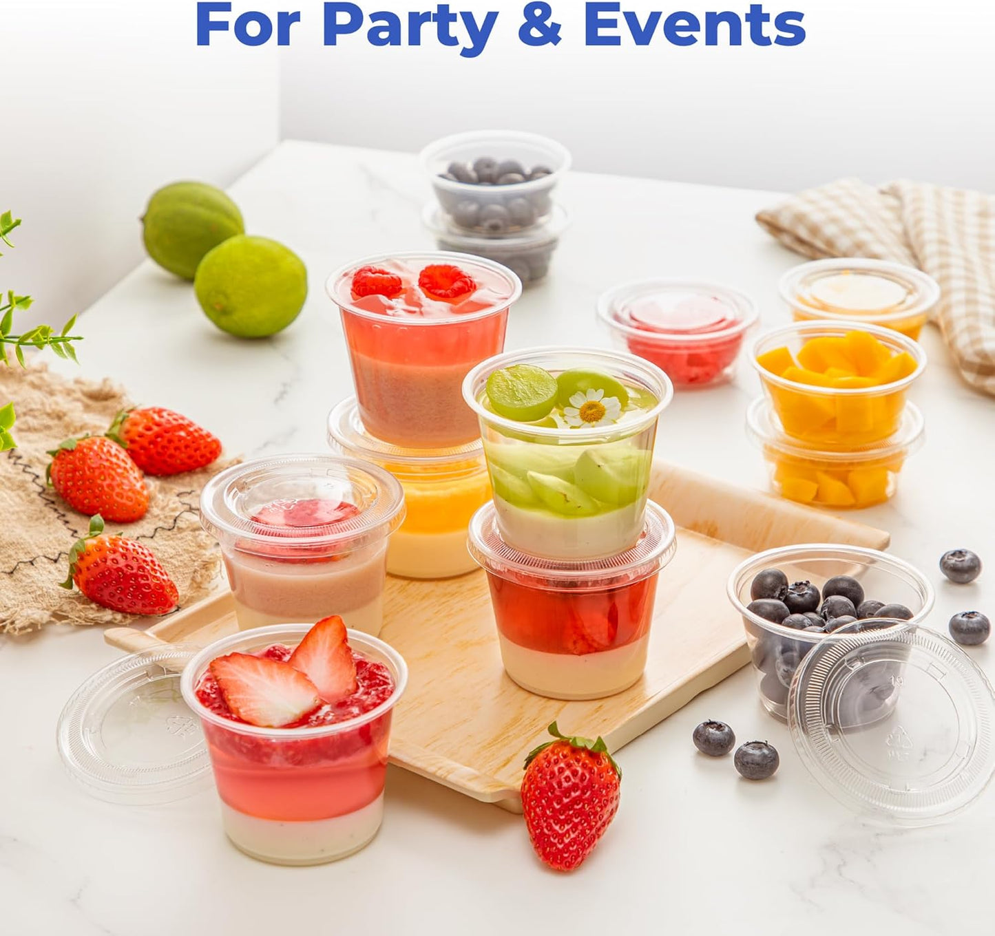 Fit Meal Prep 250 Pack 4 oz Jello Shot Cups with Lids, Disposable Souffle Portion Cups for Sauce