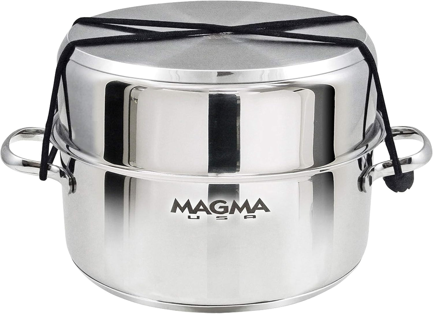 Magma 7 Piece Gourmet Nesting Stainless Steel Cookware Set with Ceramica Non-Stick, Induction Compatible, Oven Safe to 500°F - Suitable for All Stovetops, Removable Handles, Stainless Steel