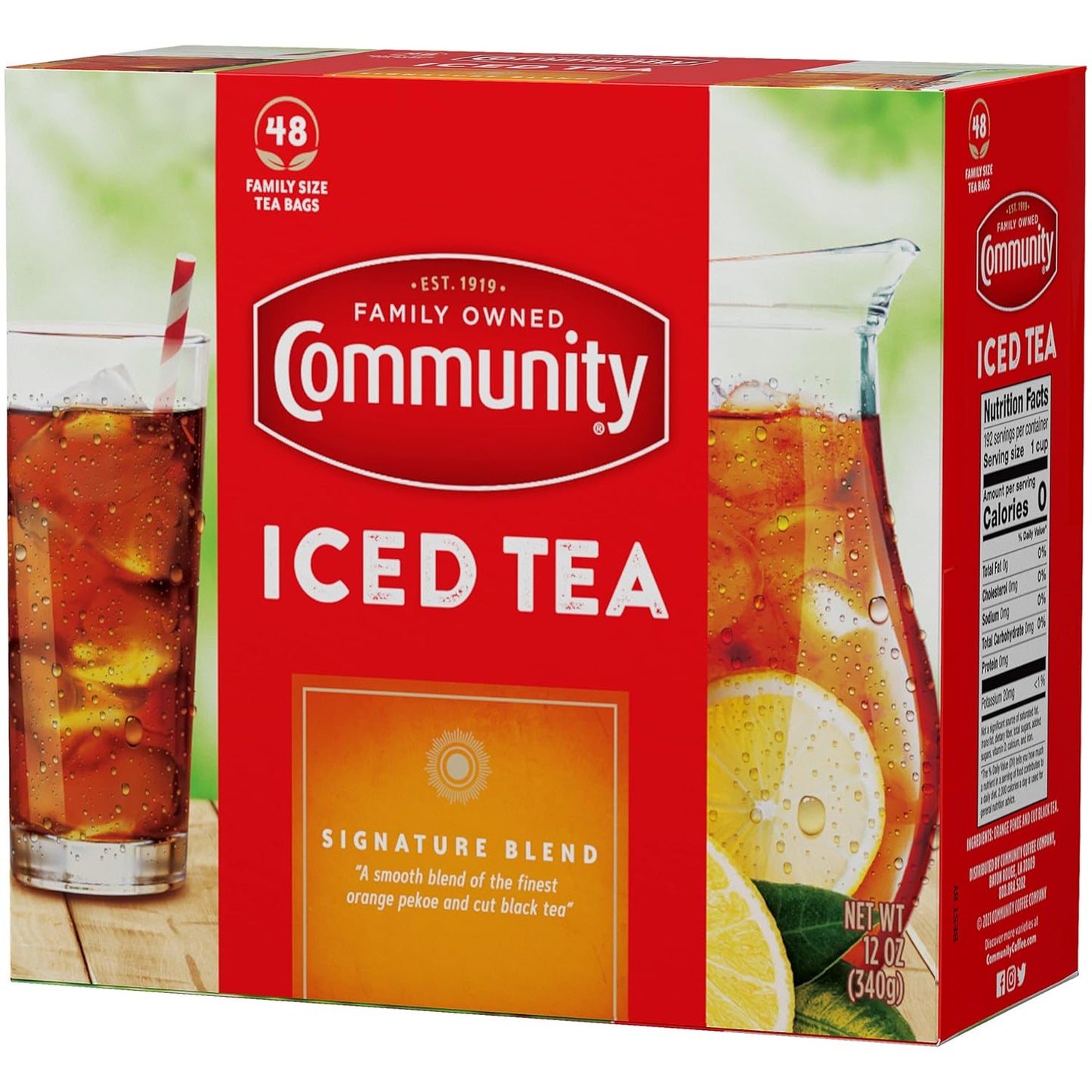 Community Coffee Signature Iced Tea, 576 Family Size Tea Bags, 48 Count Box (Pack Of 12)