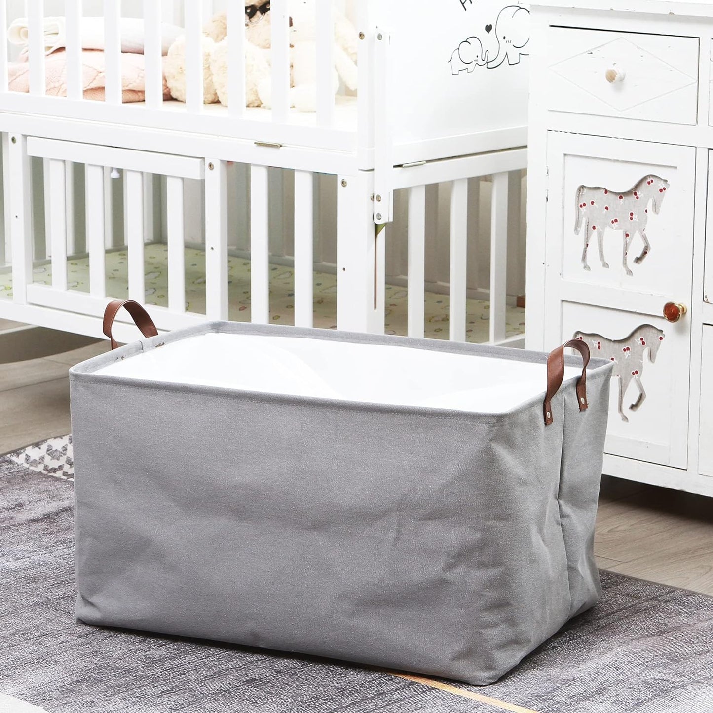 Hinwo 70L Extra Large Storage Bins, 6-Pack Closet Organizers and Storage, Foldable Clothes Storage Baskets with Handles, Containers for Clothing, Blanket, Comforters, Toys, Bedding (Gray)