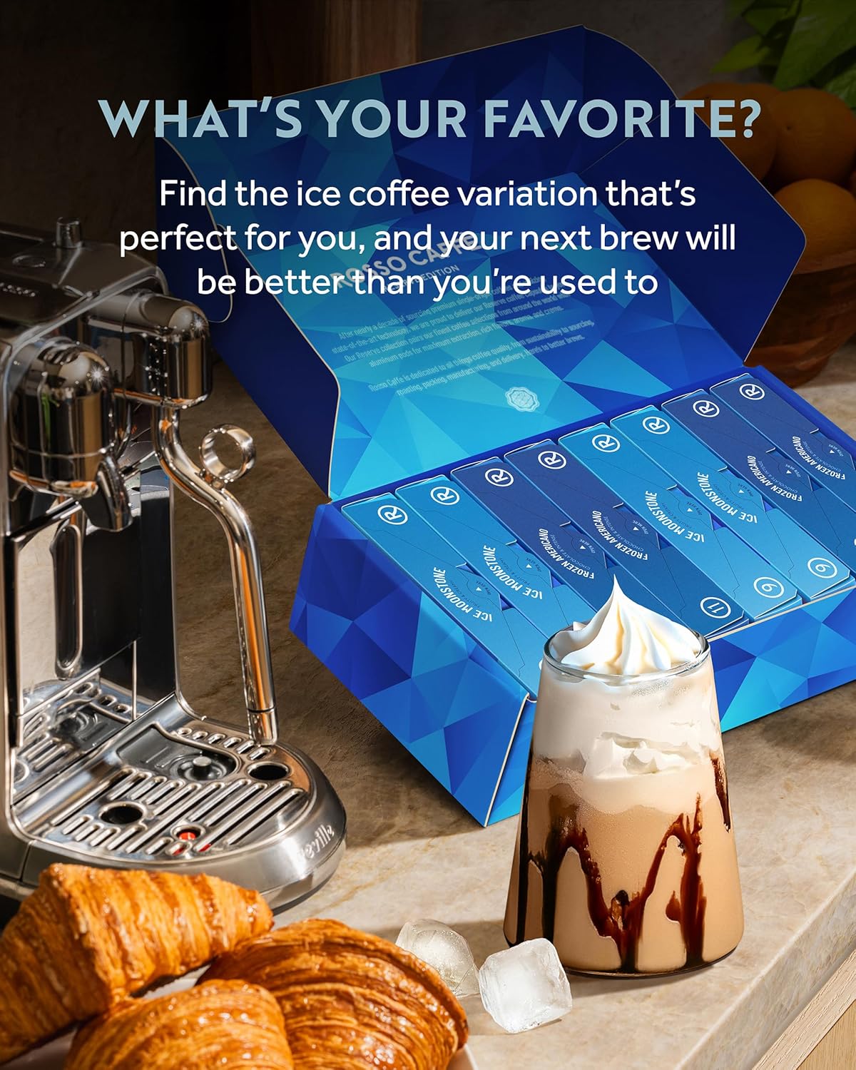 ROSSO CAFFÈ Espresso Coffee Pods for Nespresso Original Machines - 80 Capsules Ice Pack, 2 Rich and Smooth Flavors, Perfect for Iced Summer Coffee - Made in Italy