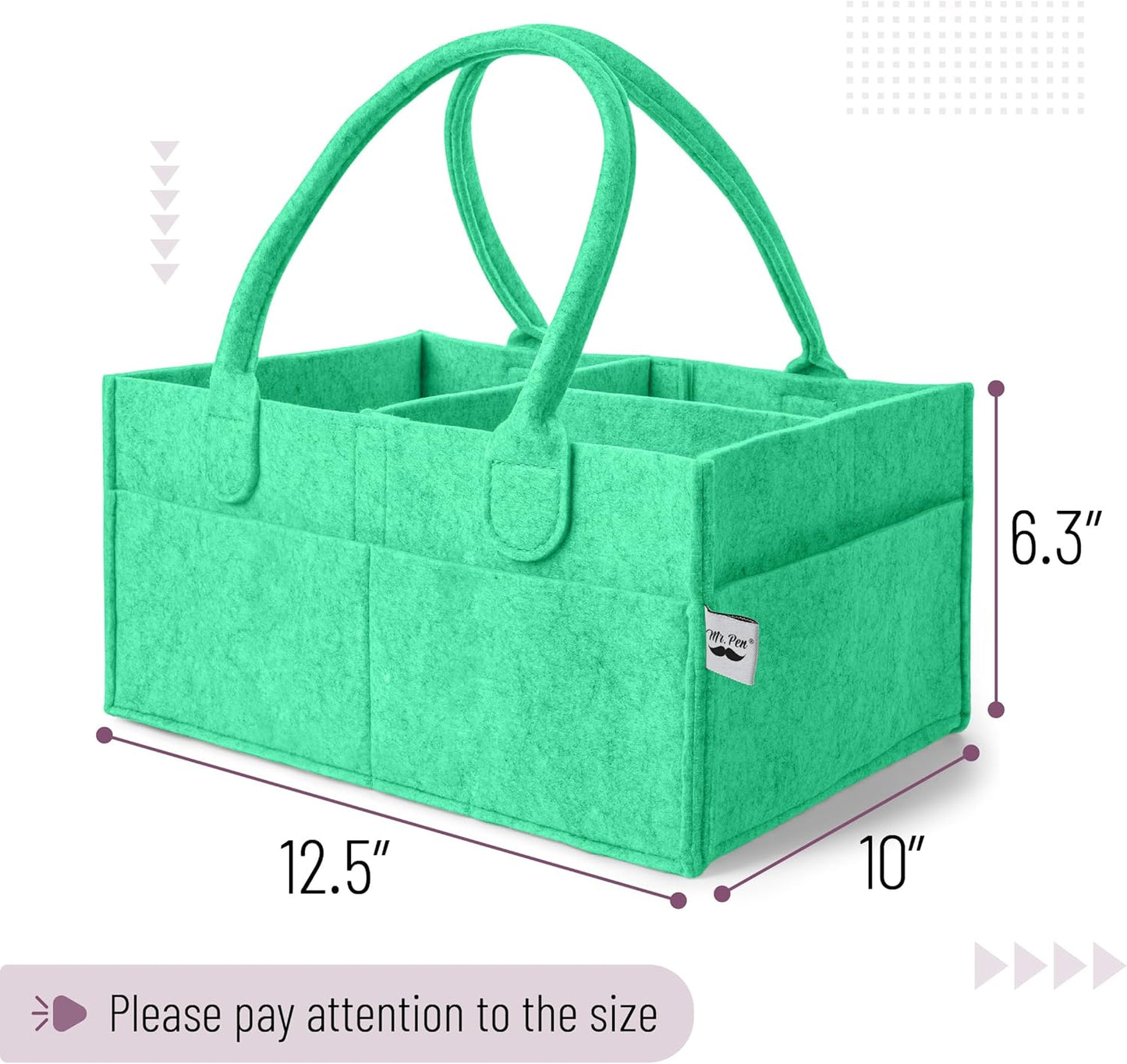 Mr. Pen- Baby Diaper Caddy Organizer, 1 Pack, Green, Baby Caddy Organizer with Handle, Compact Size, Collapsible & Portable