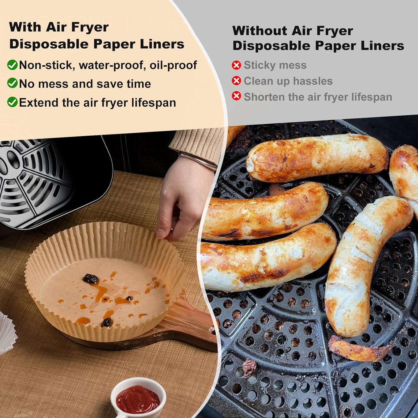 100Pcs Small Air Fryer Liners Disposable, Parchment Sheets Round, 6.5 Inch Round Airfryer Paper Basket Bowl Liner for Baking Cooking Food