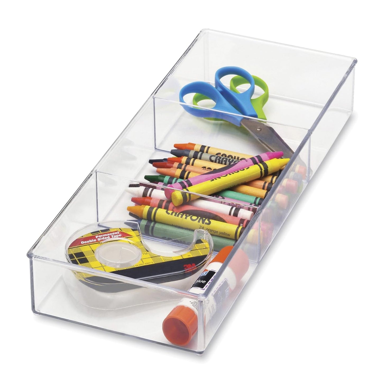 Whitmor 3 Section Small Easy Clean Clear Plastic Resin Drawer Organizer (Pack of 6)