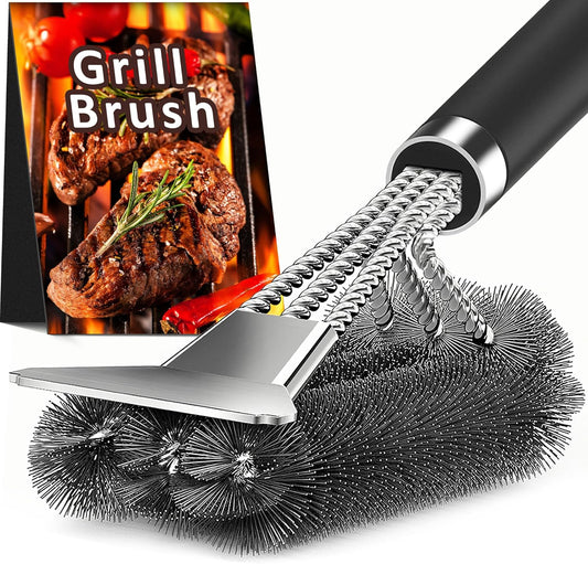 TNTOR Grill Brush with Scraper, 18" Adjustable Handle BBQ Grill Brush for Outdoor Grill, Extra Strong Grill Cleaner Accessories for Grill/Smoker/Gas/Charcoal Grill Cleaning-Gifts for Grill Wizard/Dad