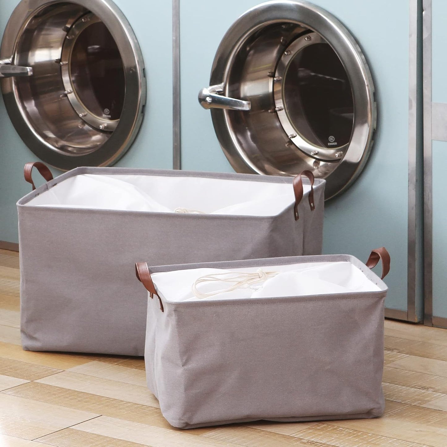 Hinwo 70L Extra Large Storage Bins, 4-Pack Closet Organizers and Storage, Foldable Clothes Storage Baskets with Handles, Containers for Clothing, Blanket, Comforters, Toys, Bedding (Gray)