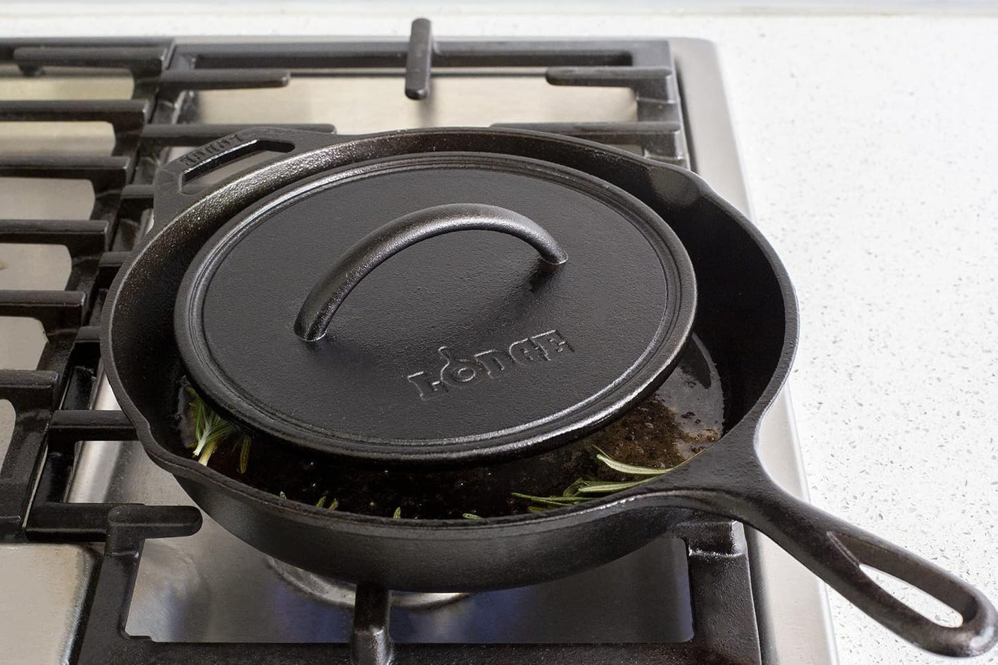 Lodge Pre-Seasoned Round Cast Iron Press - Cast Iron Griddle Press for a Restaurant-Quality Sear - Unparalleled Heat Retention - Use on the Stove or the Grill - 8 Inch