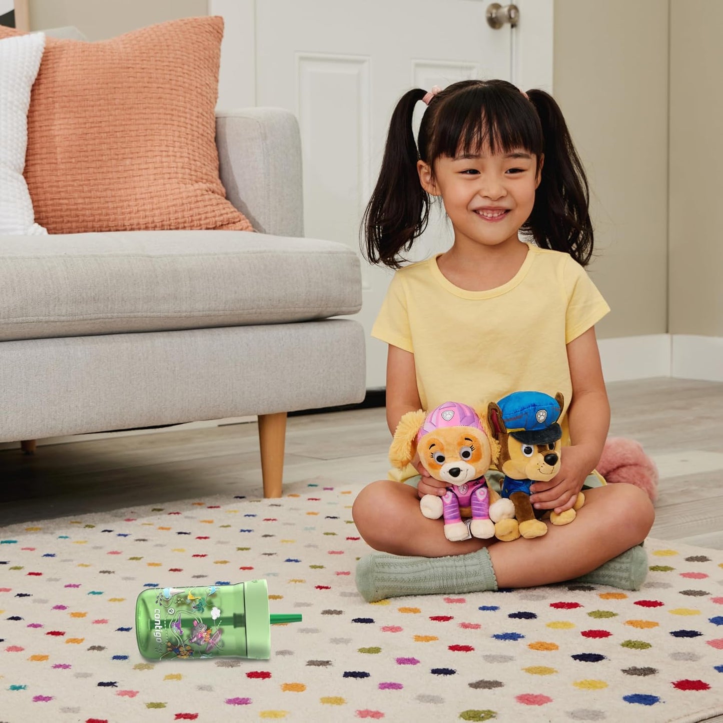 Contigo Kids Leighton Spill-Proof 2-Pack Paw Patrol Tumbler with Straw, 14oz, Power Pups and Dino Treks, Green and Blue