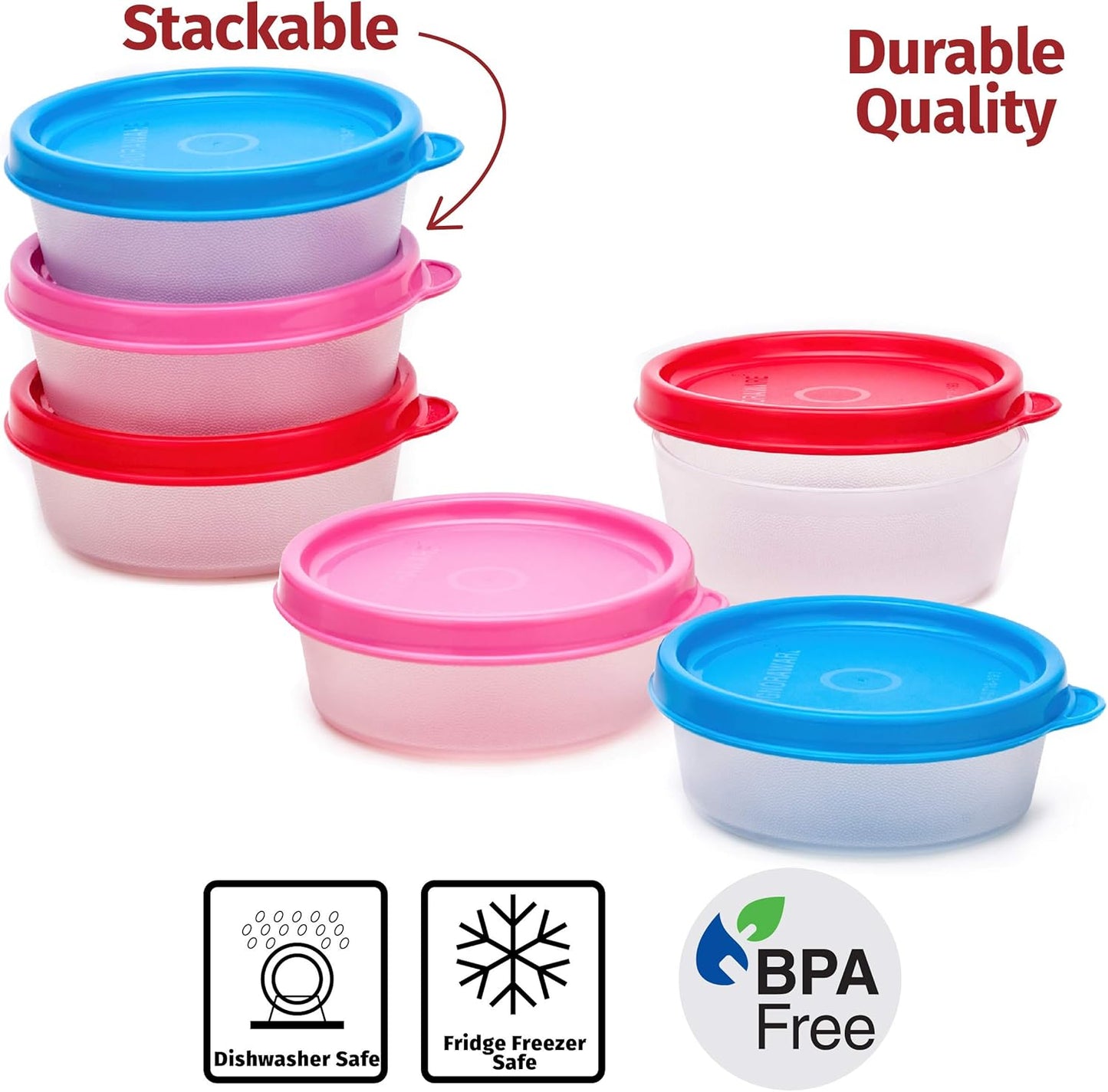 SIGNORA WARE Condiment Containers with Lids- 6 pk. 2.3 oz.Salad Dressing to go Small Food Storage Containers- Sauce Cups Leak proof Reusable Plastic BPA free for Lunch Box Picnic Travel