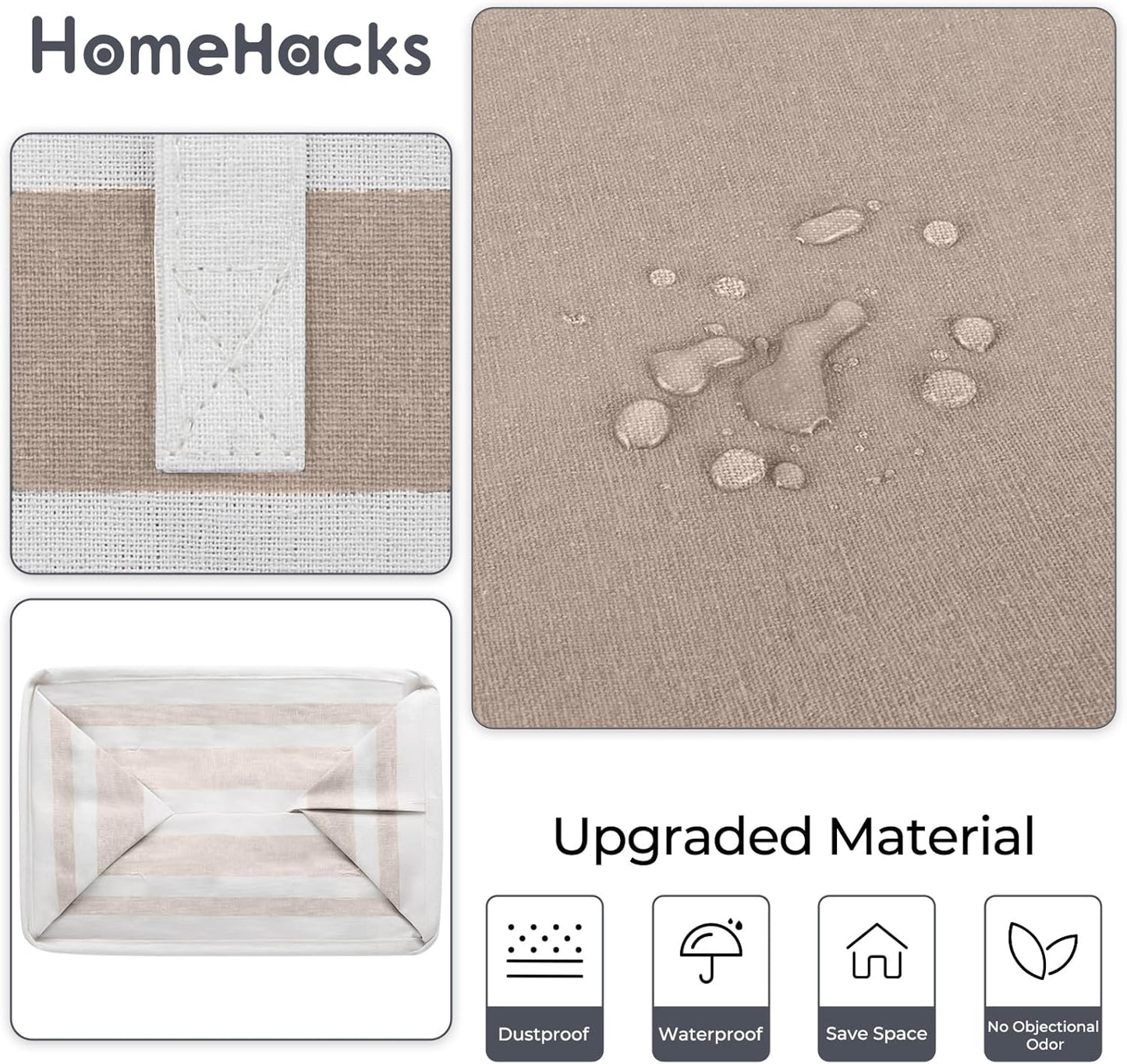 HomeHacks 2-Pack Large Laundry Basket, Waterproof, Freestanding Laundry Hamper, Collapsible Tall Clothes Hamper with Extended Handles for Clothes Toys in the Dorm and Family (Brown, 75L)