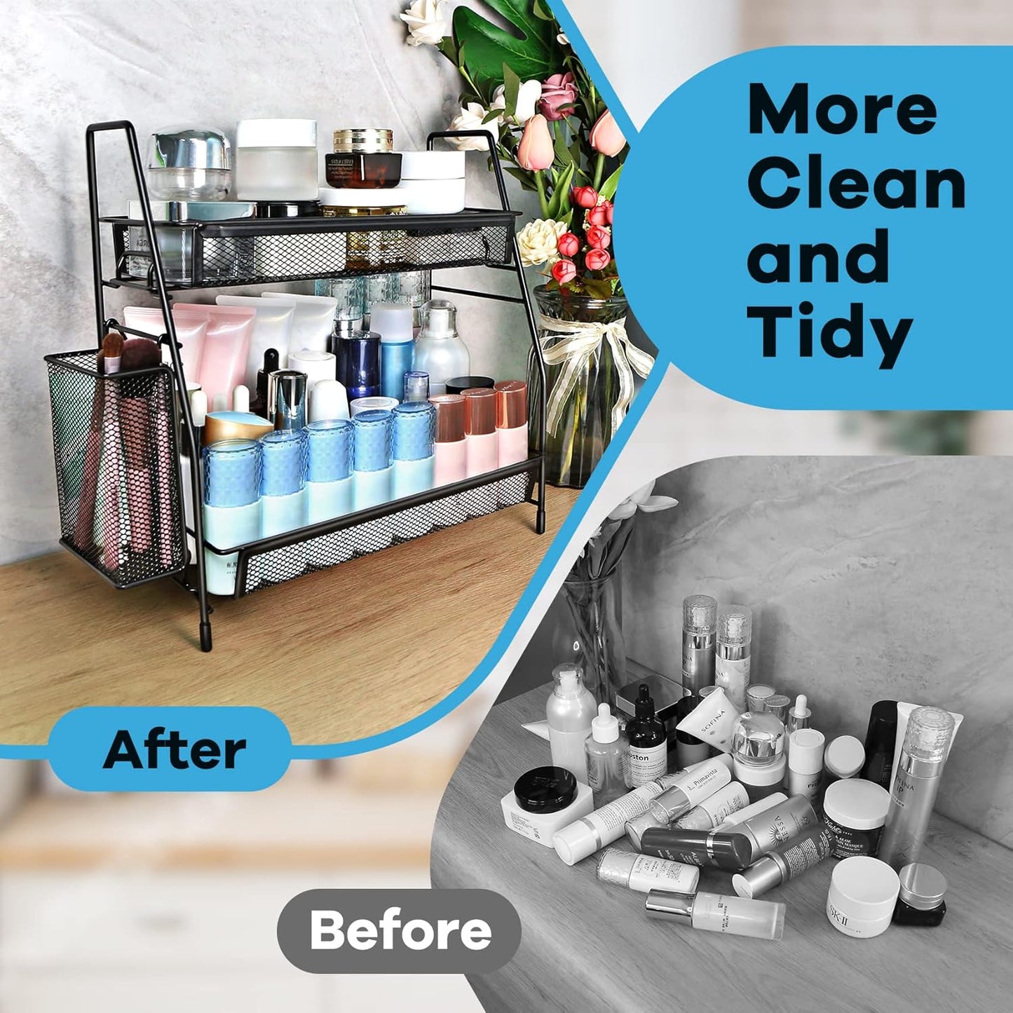 Bathroom Organizer Countertop, Spice Rack Organizer for Cabinet,Bathroom Counter Organizer, Kitchen Countertop Organizer