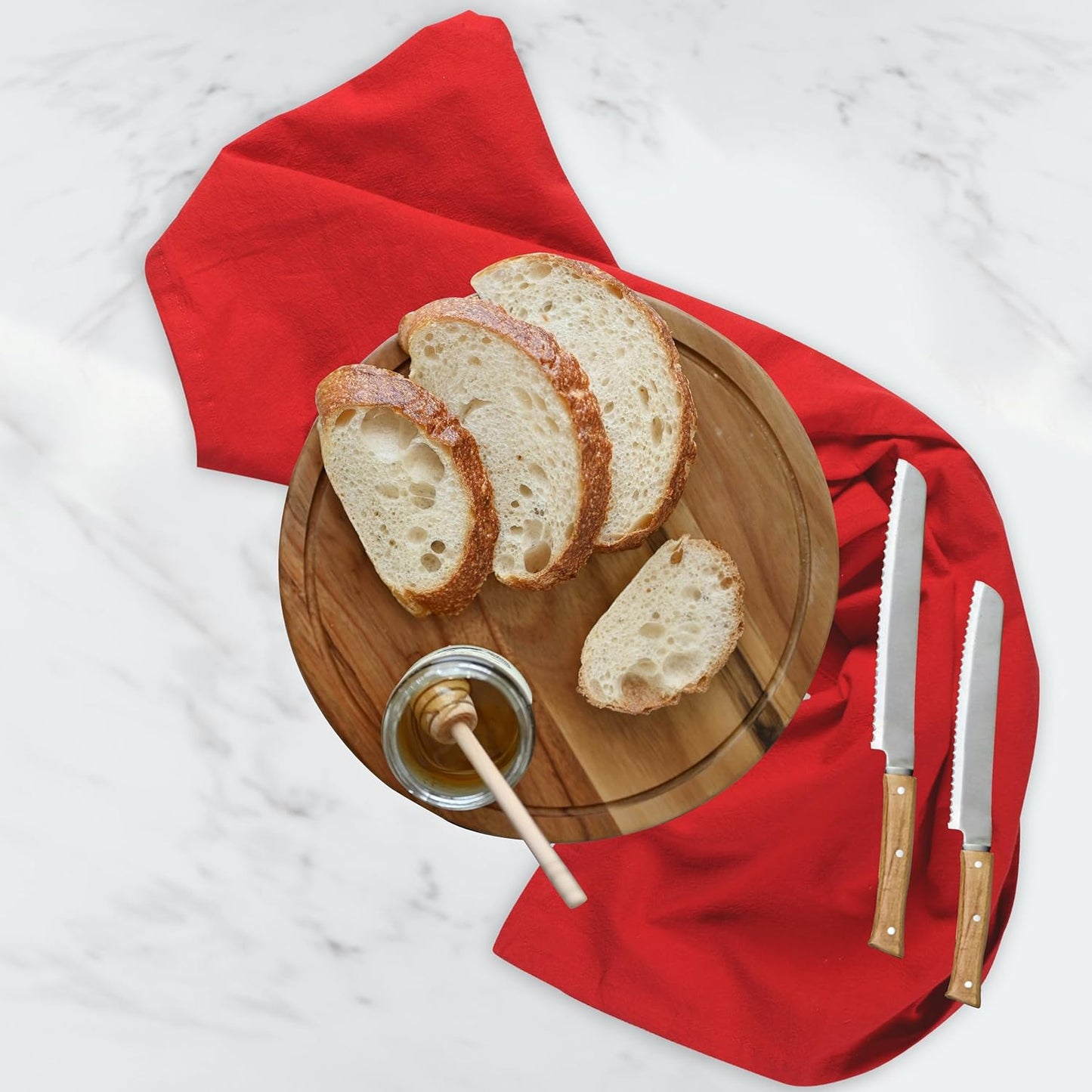 Urban Villa Flour Sack Red Kitchen Towels 100% Cotton Highly Absorbent Dish Towels for Bread Proofing Baking Drying Dinnerware Glass Embroidery DIY Projects Zero Lint 27x27 Inches (4 Pack)