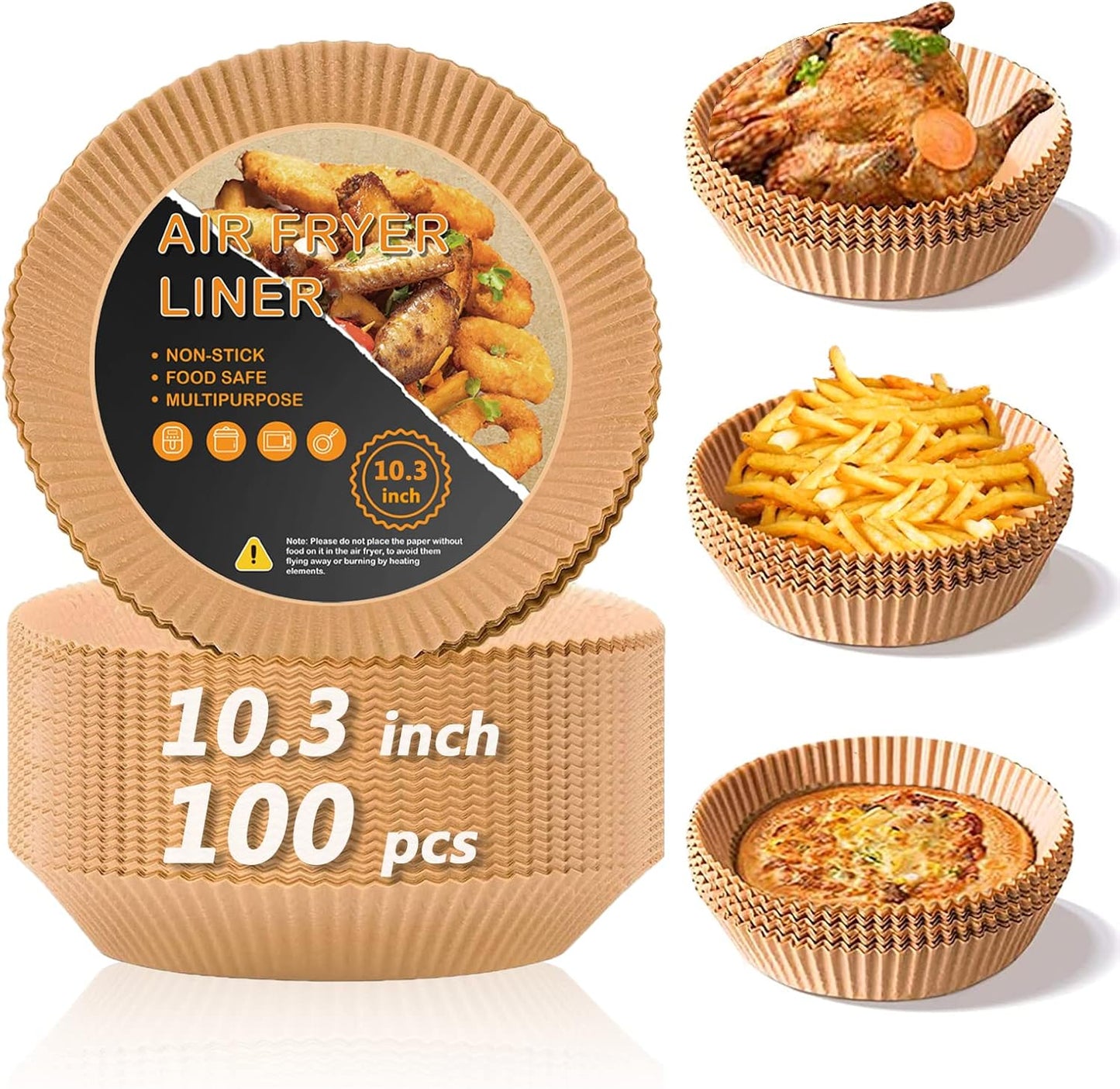 Air Fryer Disposable Paper Liners for Chefman 8qt, 10.3 Inch Large Air Fryer Liners Non-stick Oil Resistant, Waterproof, Food Grade Parchment Paper Liner for Roasting Microwave