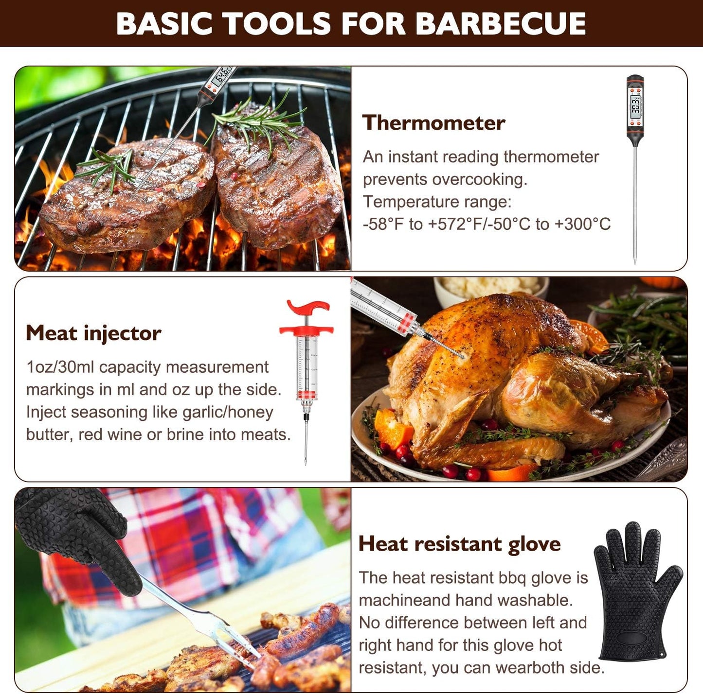 Grill Set, Grilling Gifts for Men, 34PCS BBQ Tools Accessories for Outdoor Grill with Aluminum Case, Spatula,Tongs &Skewers,Smoker Accessories for Birthday, Dad, Wedding