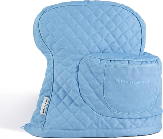 KITCHENAID Fitted Tilt-Head Stand Mixer Cover with Storage Pocket, Quilted 100% Cotton,14.4"x18"x10", Blue Velvet
