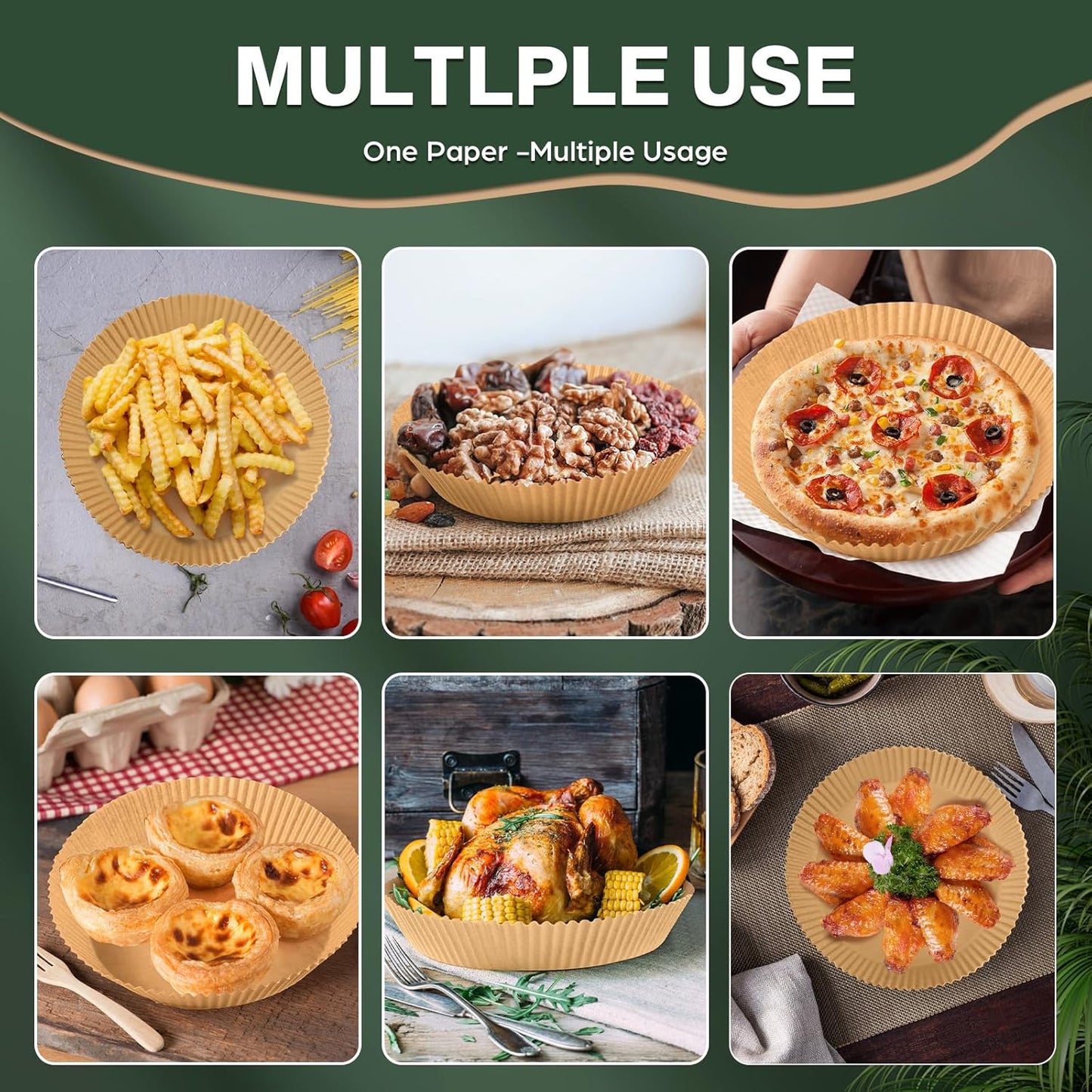 Air Fryer Paper Liners Disposable: 100Pcs 9 Inch Special Round Liners for Air Fryer, Grease and Water Proof Non Stick Basket Parchment Paper