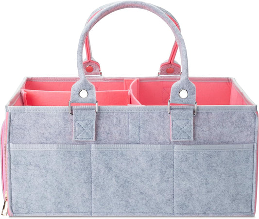 Mr. Pen- Baby Diaper Caddy Organizer, 1 Pack, Pink Inside, Baby Caddy Organizer with Handle, Compact Size, Collapsible & Portable