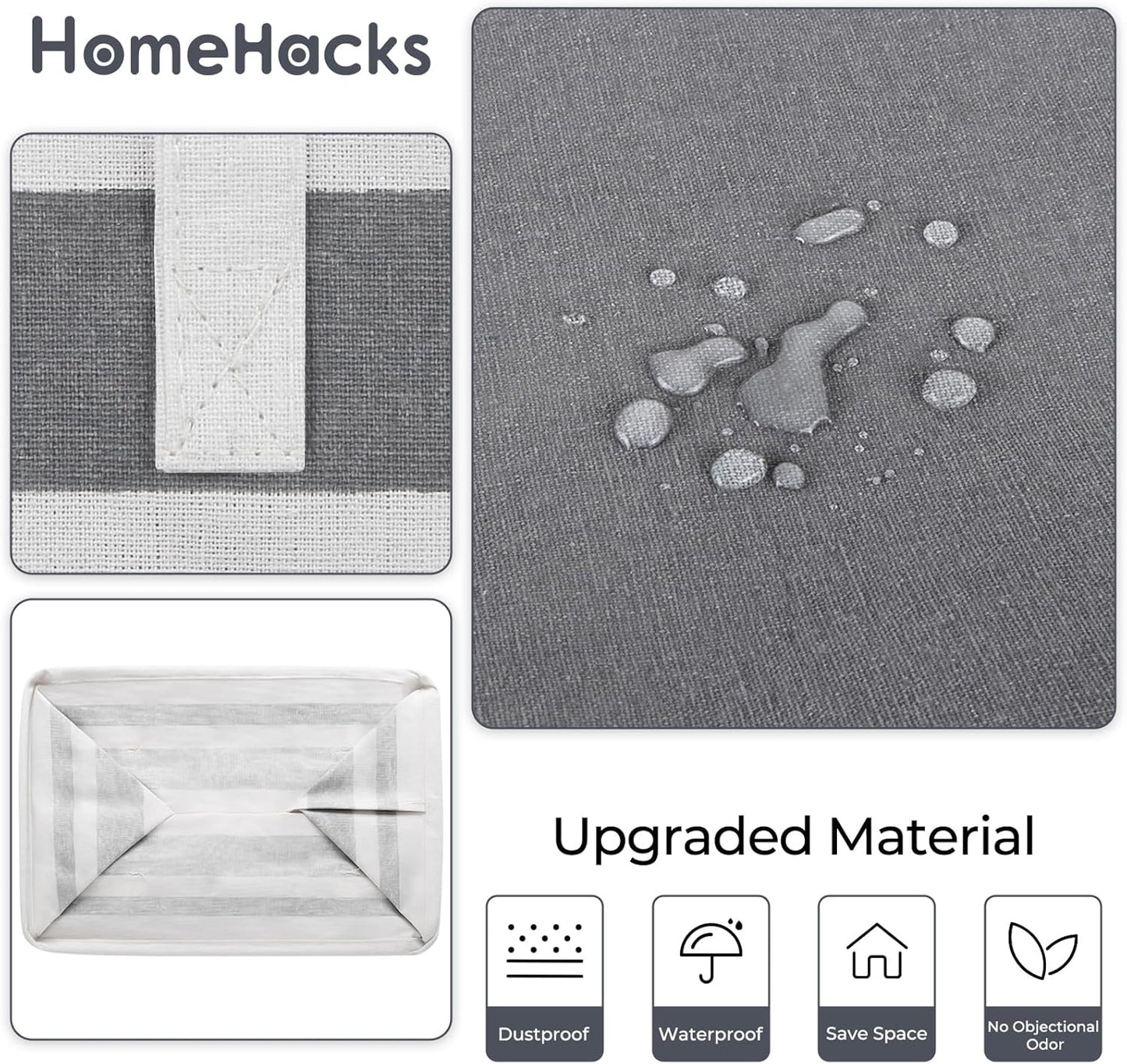 HomeHacks 2 Pack Large Laundry Baskets, Waterproof, Freestanding Laundry Hampers, Collapsible Clothes Hamper with Reinforced Handles in Laundry, College Dorm, Bathroom, Bedroom (Grey+Pink, 88Lx2)