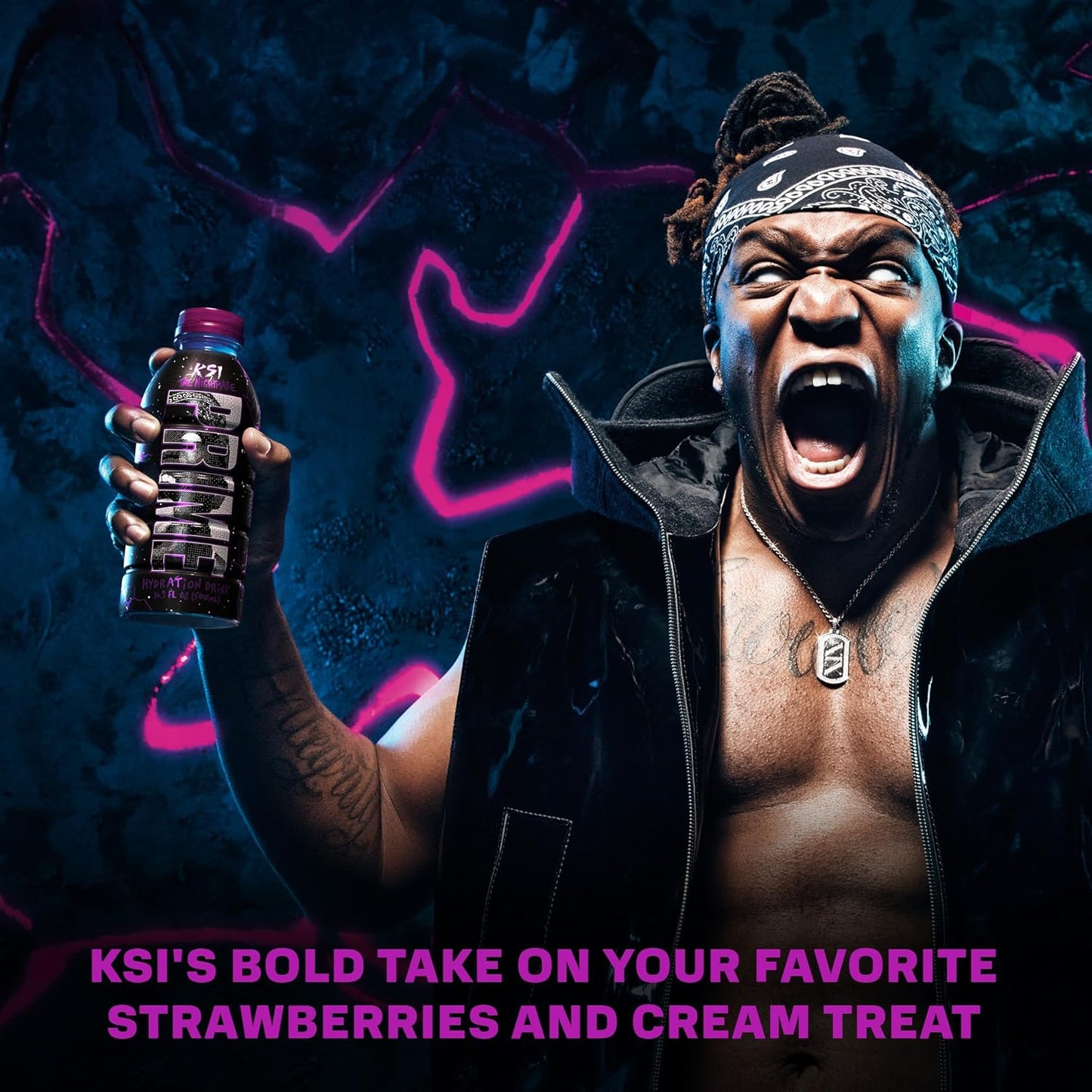 PRIME Hydration KSI THE NIGHTMARE, Sports Drinks, Electrolyte Enhanced to Replenish Fluids, 250mg BCAAs, B Vitamins, Antioxidants, Low Sugar, 16.9 Fluid Ounce, 12 Pack