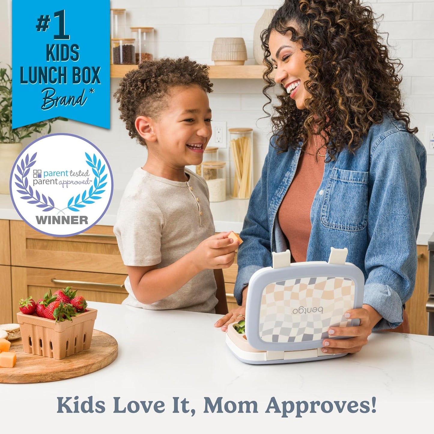 Bentgo Kids 5-Compartment Leak-Proof Bento-Style Lunch Box (Whimsy & Wonder Collection) - Ideal for Ages 3-7, Drop-Proof & Durable, Dishwasher Safe, & PFAS & BPA-Free Materials (Checker Gradient)