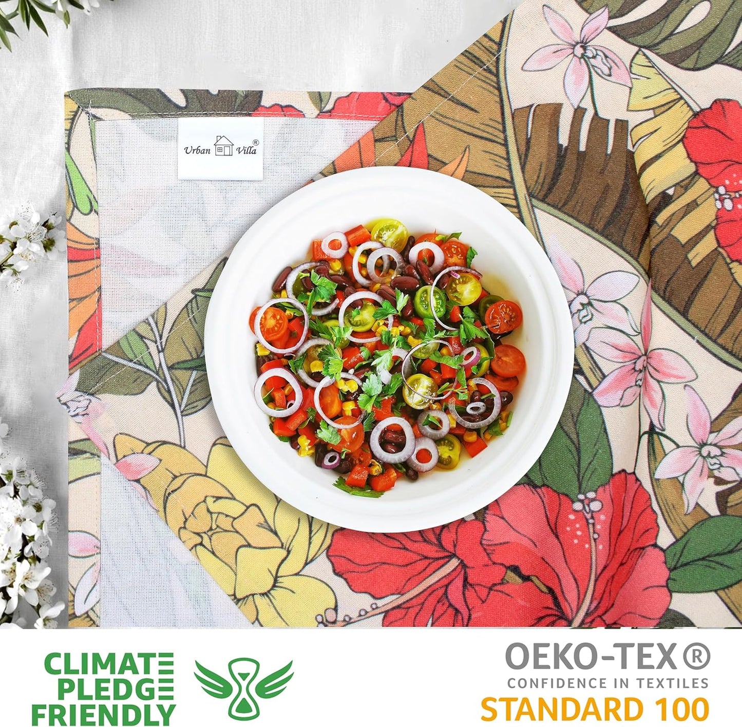 Urban Villa Kitchen Towels Set of 6 Hibiscus Print Kitchen Towels 20X30 Inches 100% Cotton Highly Absorbent Kitchen Towels Premium Quality Ultra Soft Mitered Corners KitchenTowels