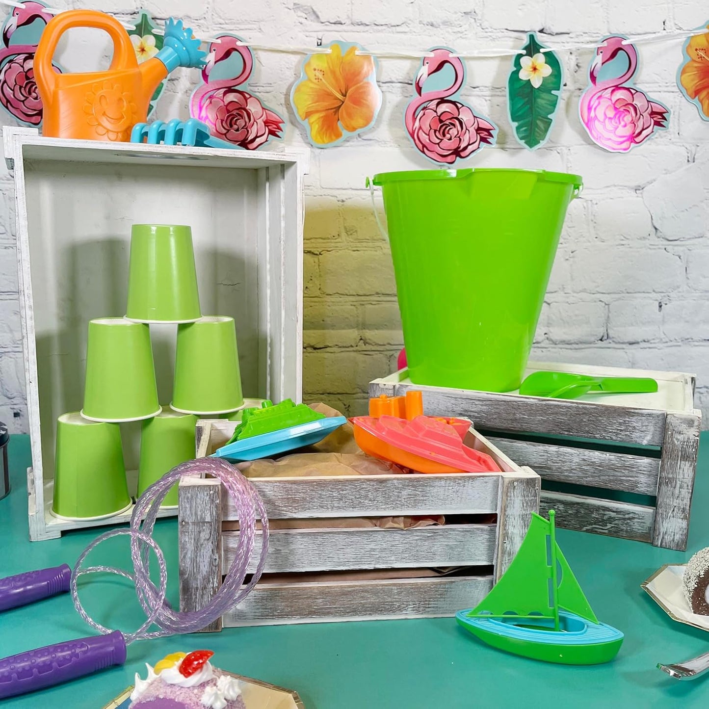 Admired By Nature Wooden Crates Storage Container, Big Rustic White Set of 3, Farmhouse Style Decorative Baskets for Home Decor, Rustic Decor, Nesting Stackable Organizers, Distressed Wood Crates