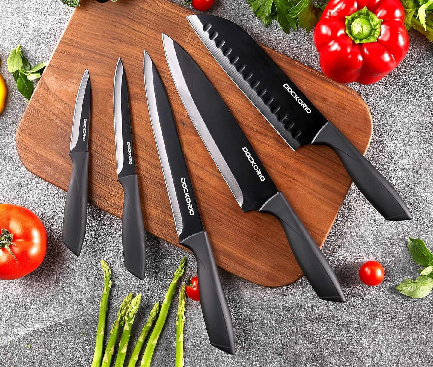 Kitchen Knife Set with Block, 19 PCS High Carbon Stainless Steel Sharp includes Serrated Steak Knives Set, Chef Knives, Bread Knife, Scissor, Sharpener, all in one