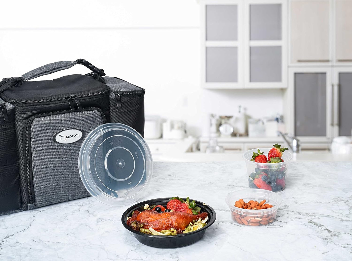 Glotoch Meal Prep Food Container 50 Pack, Disposable with Lids, Durable To Go Containers, for Takeout, Salad , Microwave Safe, BPA-Free, Stackable - 16 OZ