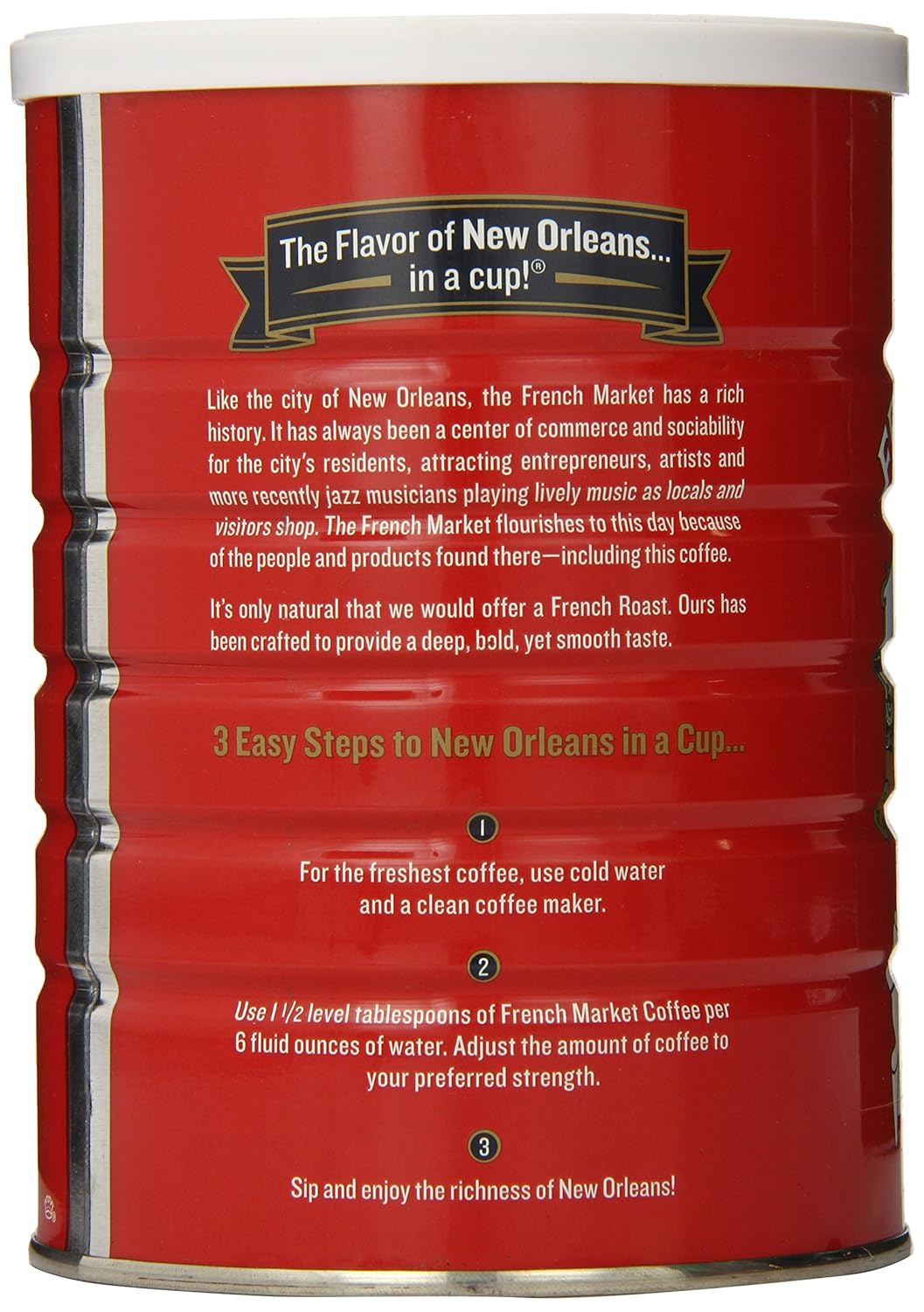 French Market French Roast Medium-Dark Roast Ground Coffee, 12oz Can (Pack of 2)