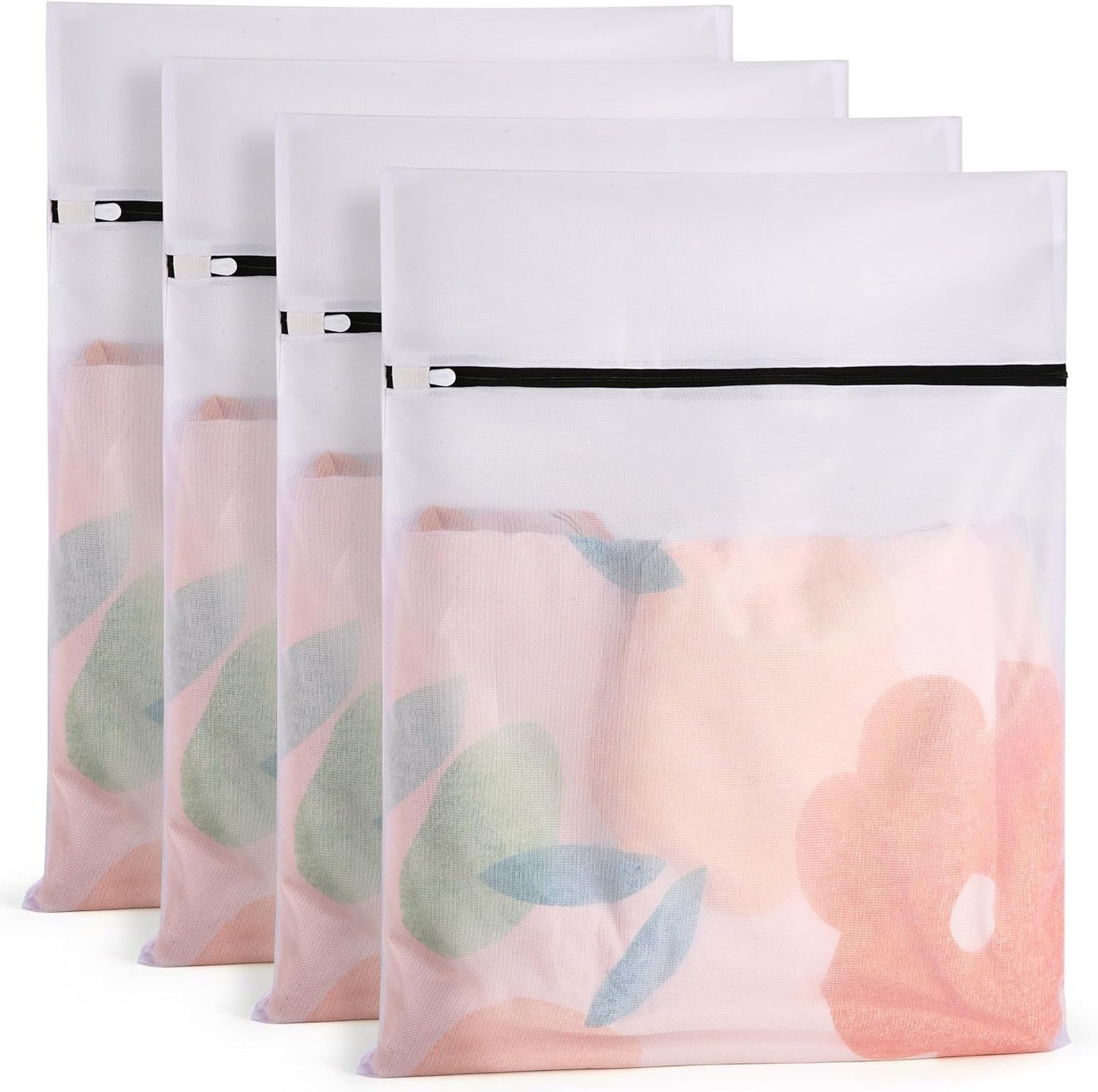 4 Pcs Mesh Laundry Bags Set for Delicates with AUTO-Lock Zipper, Lingerie Bags for Washing Delicates, Laundry Bags Mesh Wash Bags, Delicates Laundry Bag for Jeans,Blouse,Stocking,Bra(XL, 24" x 20")