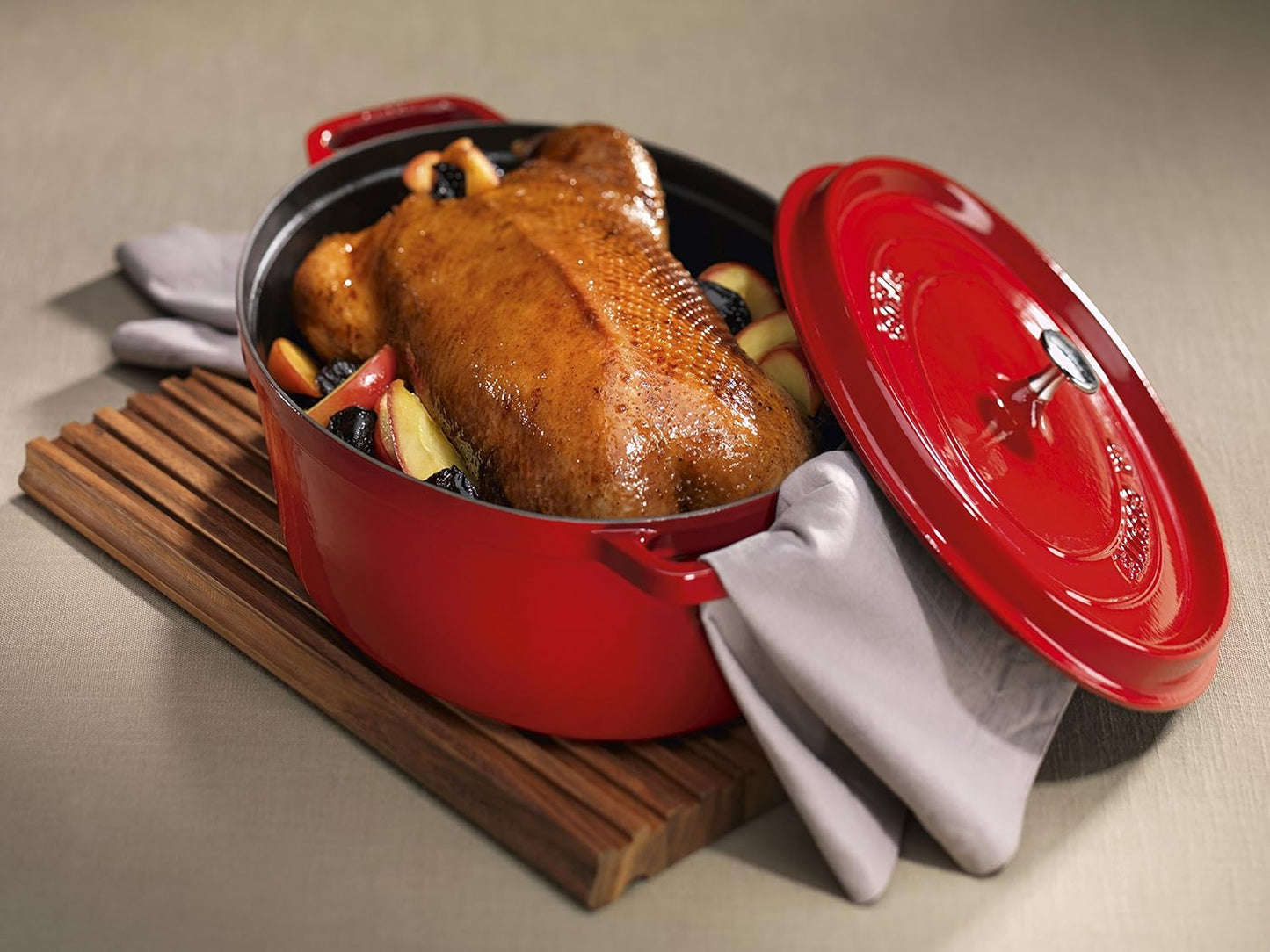staub La Cocotte Oval 40509-857 Pico Cocotte Oval Cherry, 11.4 inches (29 cm), Large, Both Handed Castings, Enameled Pot, Induction Compatible, Japanese Authentic Product