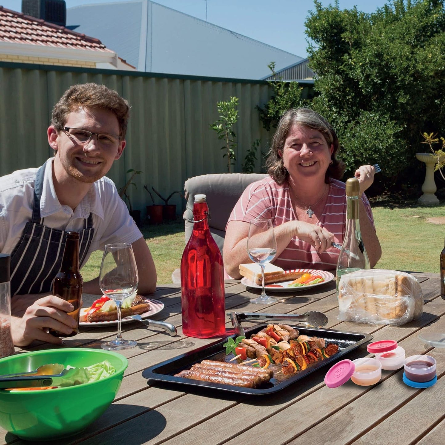 SIGNORA WARE Condiment Containers with Lids- 6 pk. 1.3 oz.Salad Dressing to go Small Food Storage Containers- Sauce Cups Leak proof Reusable Plastic BPA free for Lunch Box Picnic Travel