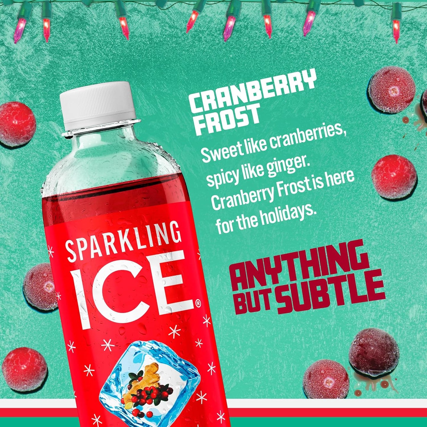 Sparkling Ice, Cranberry Frost Sparkling Water, Zero Sugar Flavored Water, with Vitamins and Antioxidants, Low Calorie Beverage, 17 Fl Oz (Pack of 12)