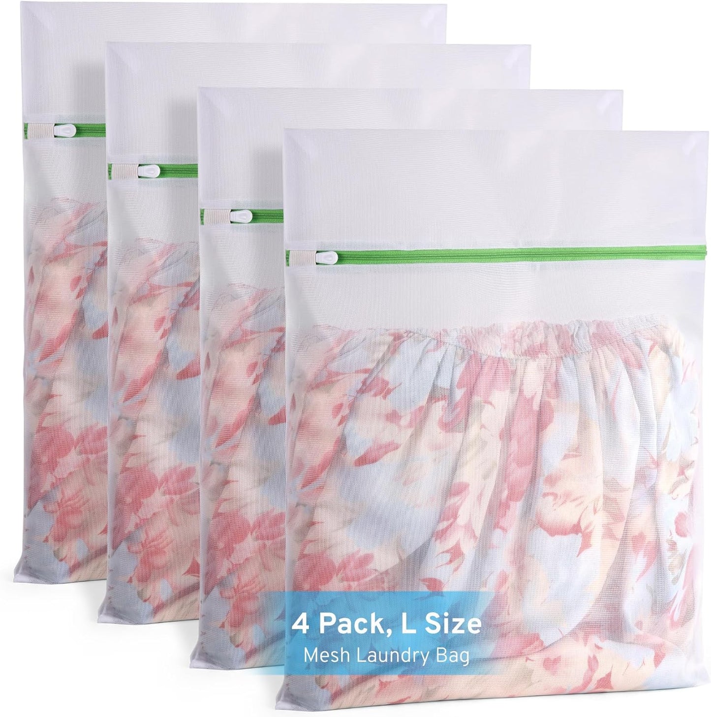 4 Pcs Mesh Laundry Bags Set for Delicates with AUTO-Lock Zipper, Lingerie Bags for Washing Delicates, Laundry Bags Mesh Wash Bags, Delicates Laundry Bag for Jeans,Blouse,Stocking,Bra(Large,20" x 16")
