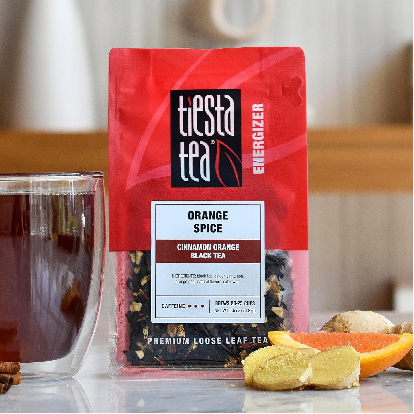 Tiesta Tea - Orange Spice Tea, Loose Leaf, Cinnamon Orange Black Tea, Premium High Caffeine Tea Blend, Make Hot or Iced & Up to 25 Cups, 2.5 oz Resealable Pouch