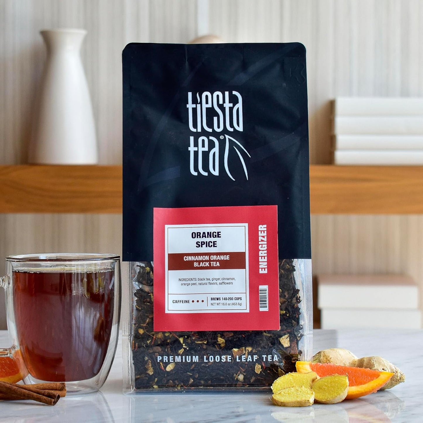 Tiesta Tea - Orange Spice Tea, Loose Leaf, Cinnamon Orange Black Tea, Premium High Caffeine Tea Blend, Make Hot or Iced & Up to 200 Cups, 16 oz Resealable Bulk Pouch