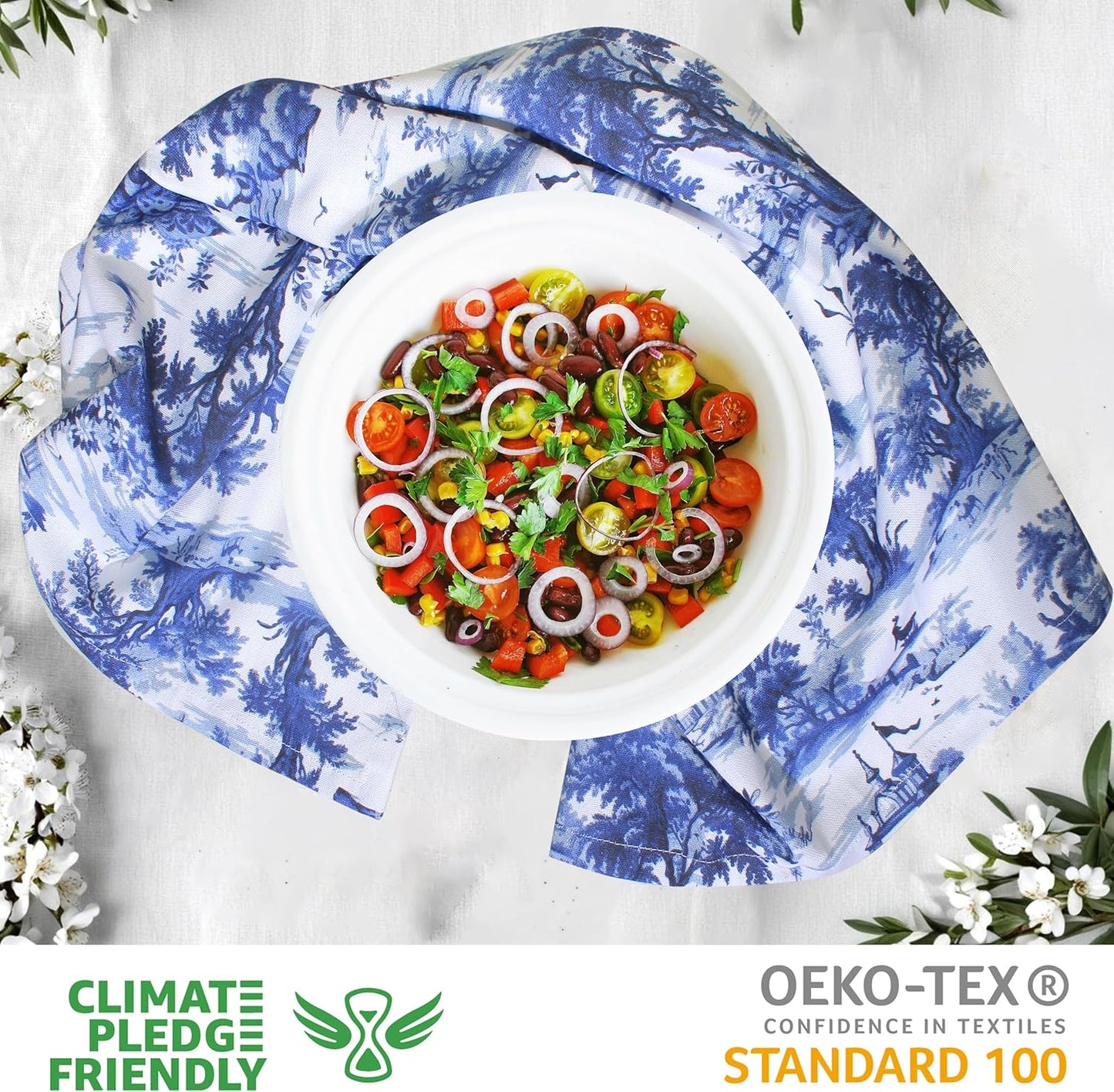 Urban Villa Kitchen Towels Set of 6 French Toile Kitchen Towels 20X30 Inches 100% Cotton Highly Absorbent Kitchen Towels Premium Quality Ultra Soft Mitered Corners KitchenTowels