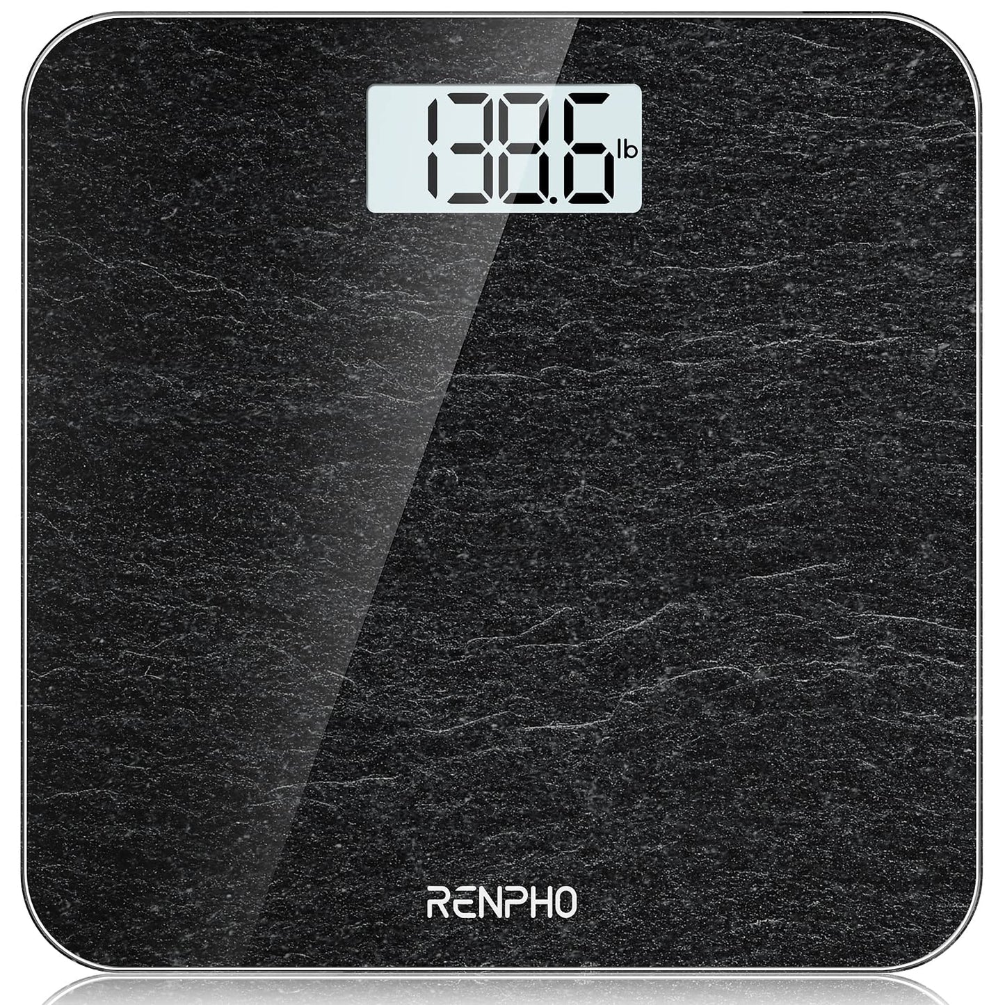 RENPHO Digital Bathroom Scale, Highly Accurate Body Weight Scale with Lighted LED Display, Round Corner Design, 400 lb, Core 1S, Marble