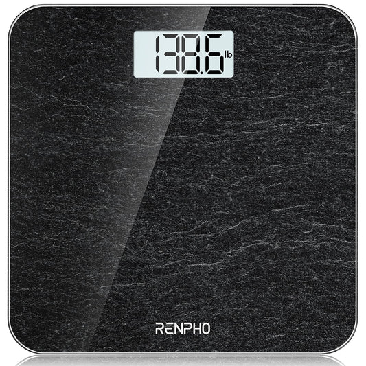 RENPHO Digital Bathroom Scale, Highly Accurate Body Weight Scale with Lighted LED Display, Round Corner Design, 400 lb, Core 1S, Marble