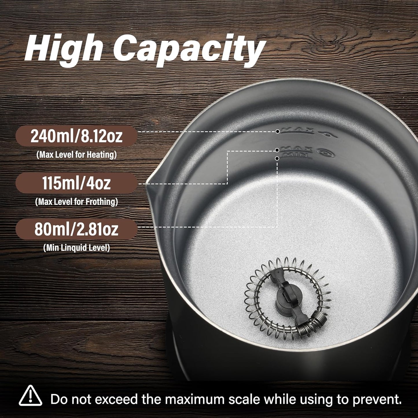 YSSOA Milk Frother and Steamer, 4-in-1 Electric Milk Warmer, 240 ml/8.1 oz Automatic Hot and Cold Foam Maker for Coffee, Macchiato, Latte, Cappuccinos, Hot Chocolate, Black