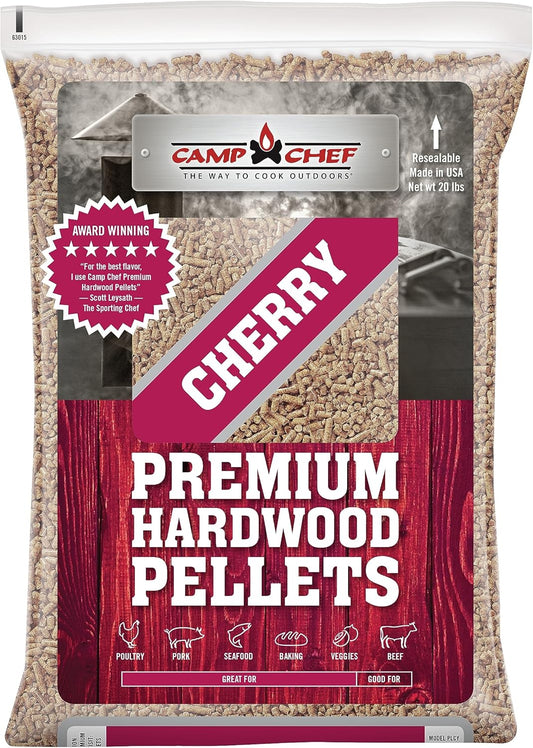 Camp Chef PLCY Cherry Premium Hardwood Smoking Cooking Pellets, 20-Pound