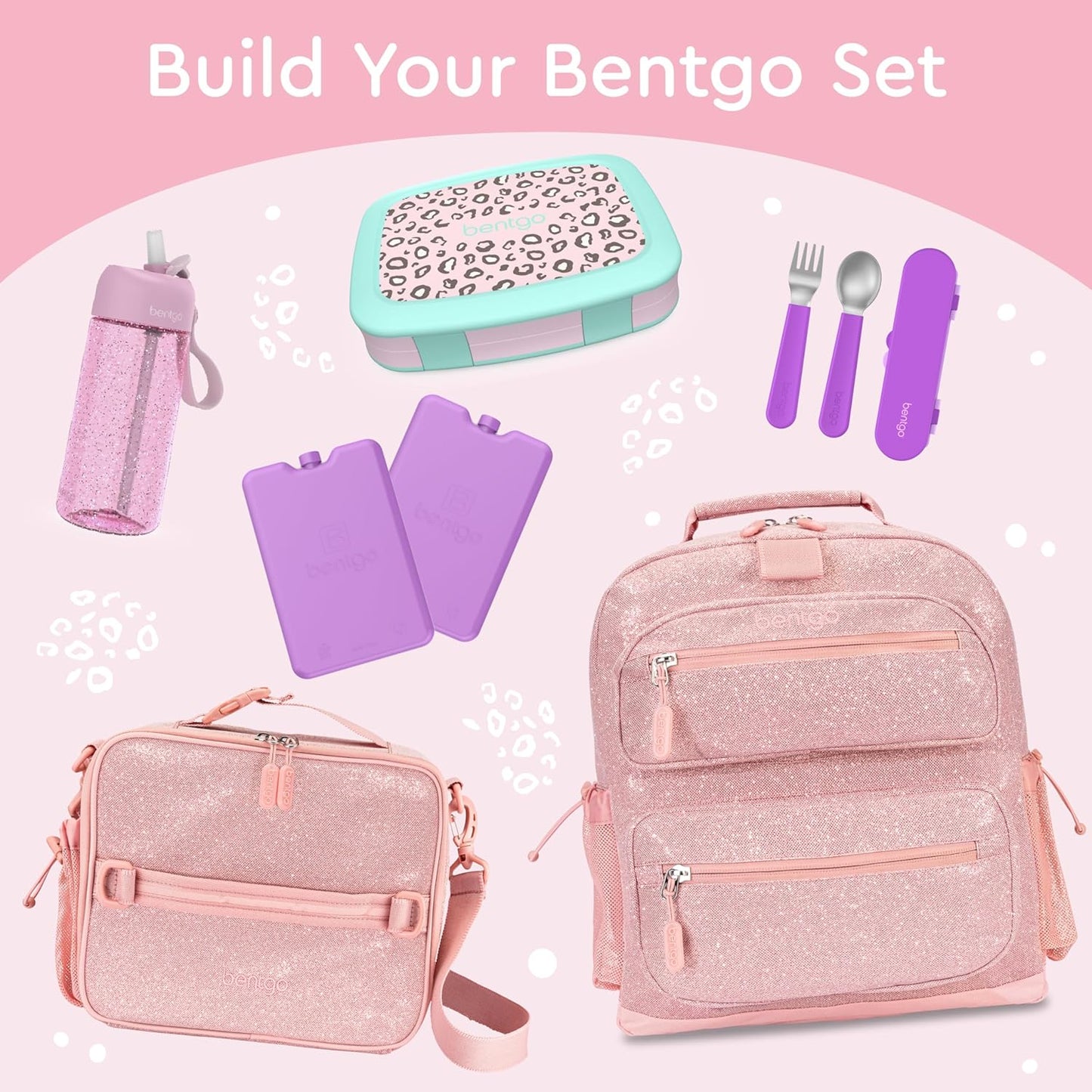 Bentgo Kids Prints Leak-Proof, 5-Compartment Bento-Style Kids Lunch Box - Ideal Portion Sizes for Ages 3-7, Durable, Drop-Proof, Dishwasher Safe, & PFAS & BPA-Free Materials (Leopard)