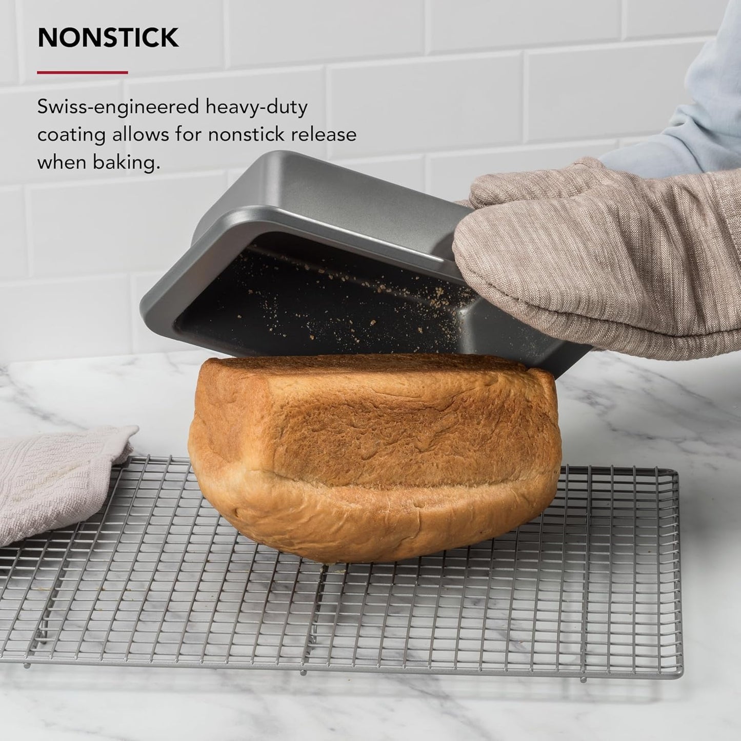 KitchenAid 9x5in Nonstick Aluminized Steel Loaf Pan, Contour Silver