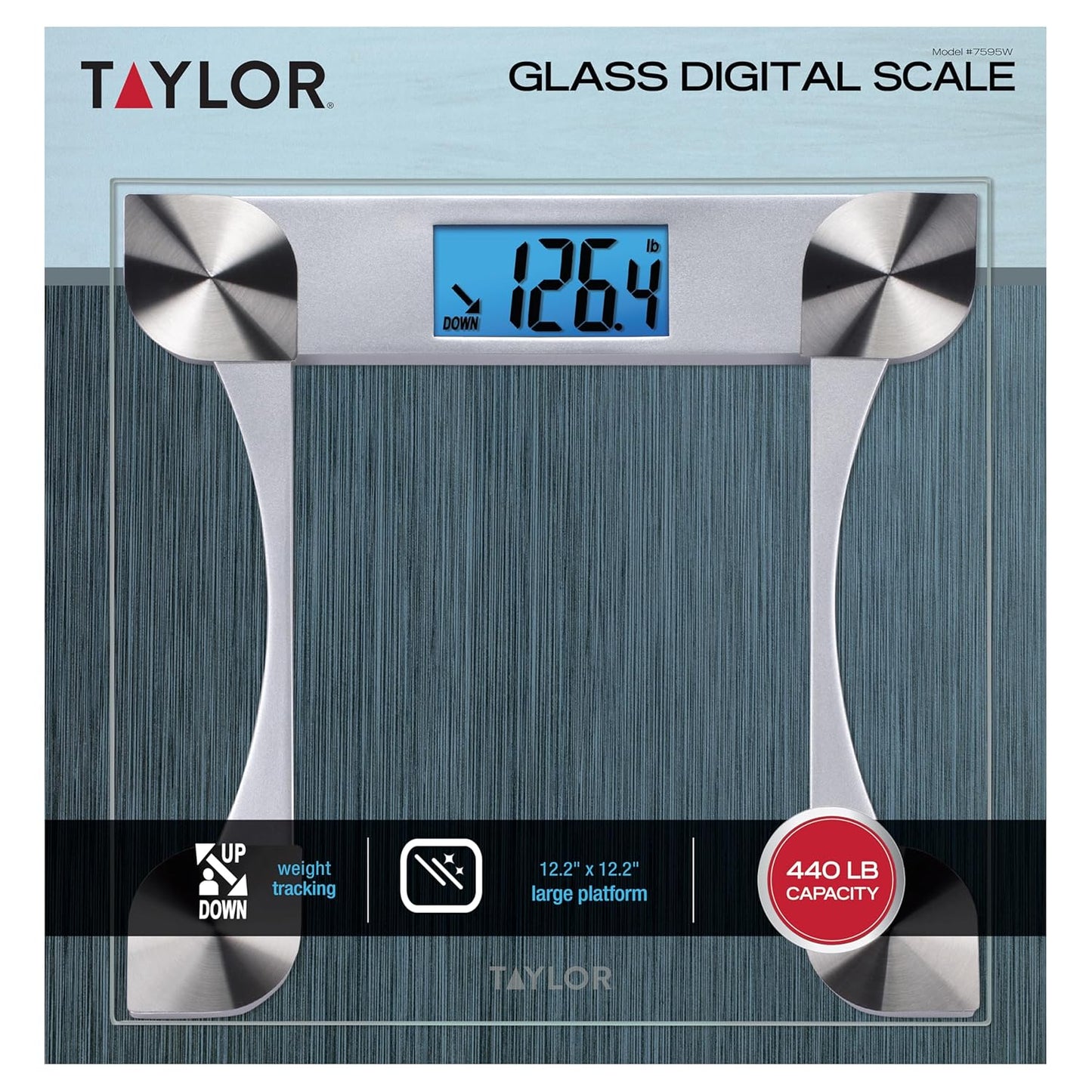 Taylor Digital Glass Weight Tracking Scale, Bathroom Scale for Body Weight, Digital Bathroom Weighing Machine, Highly Accurate & Measures Weight up to 440 lb, Battery Powered, FSA HSA Eligible, Clear