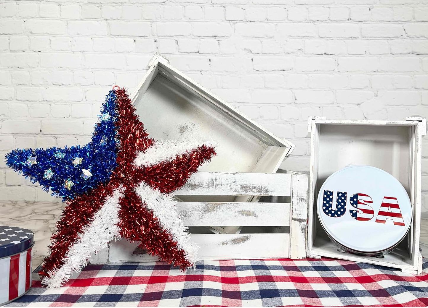 Admired By Nature Wooden Crates Storage Container, Rustic White Set of 3, Farmhouse Style Decorative Baskets for Home Decor, Rustic Decor, Nesting Stackable Organizers, Distressed Wood Crates