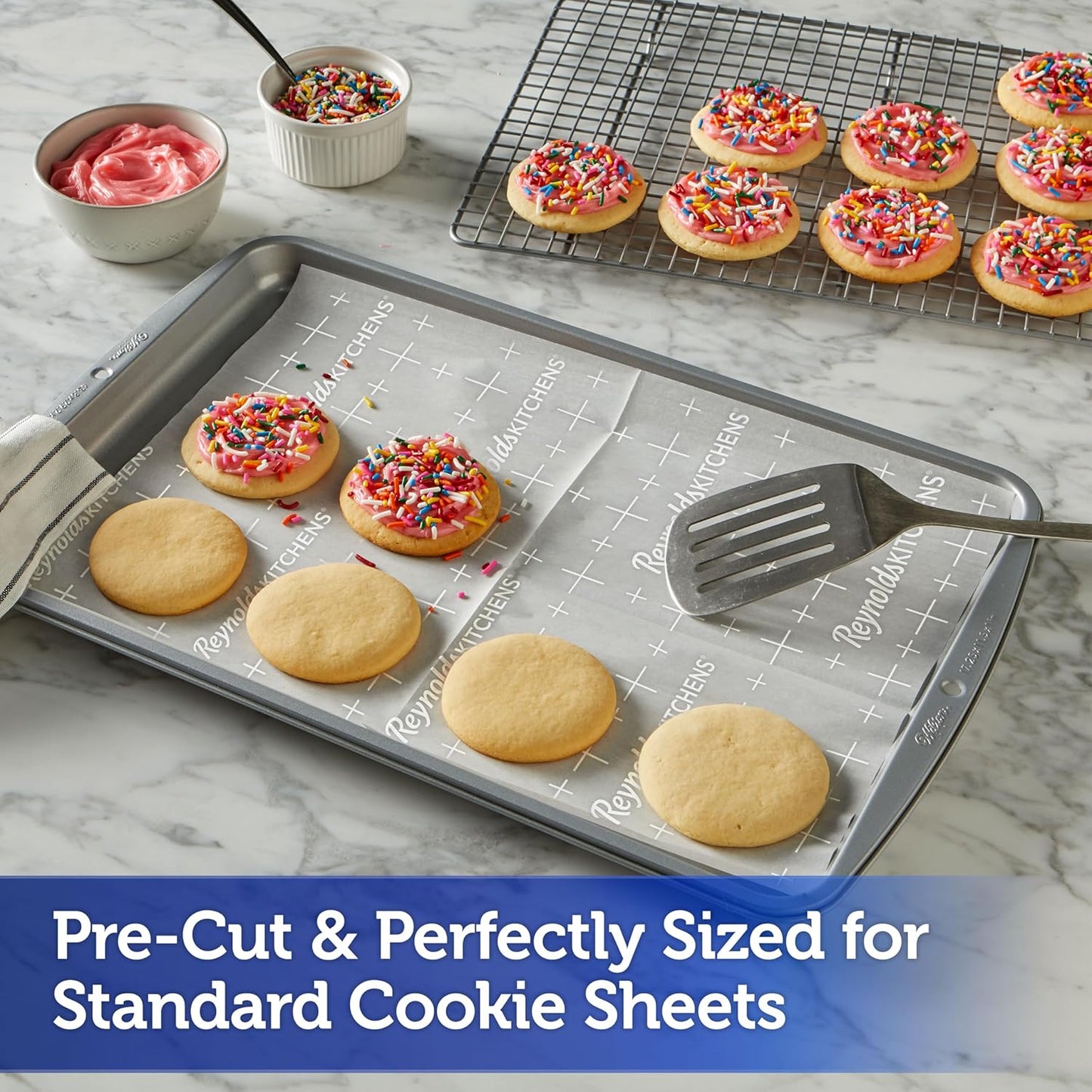 Reynolds Kitchens Cookie Baking Sheets, Pre-Cut Parchment Paper,25 Count, 100 Total Sheets (Pack of 24)